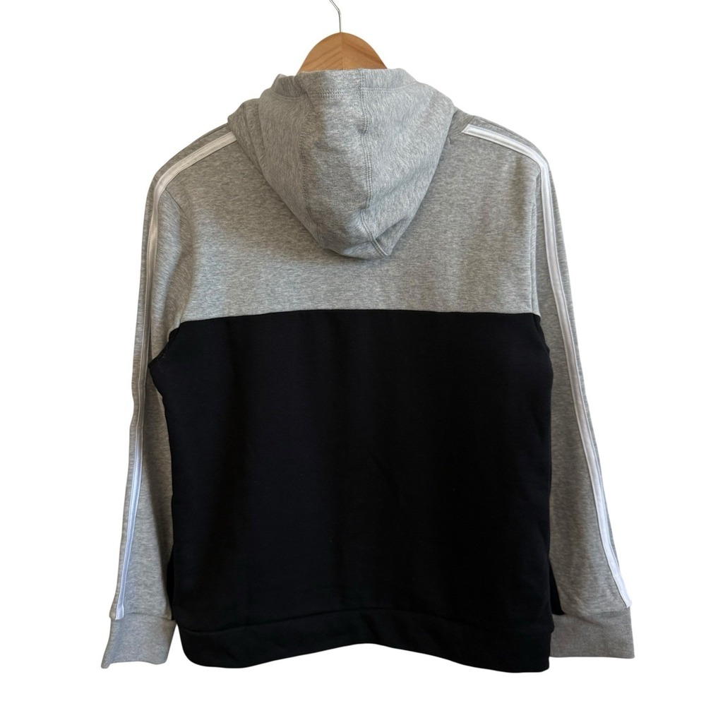 Adidas Gray Black Pullover Fleece Hoodie Boys Youth Sz L 14-16‎ 80% Cotton #426 - Picture 2 of 10